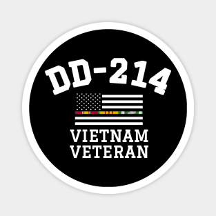 DD-214 Alumni Vietnam Veteran Thin Line Flag Magnet